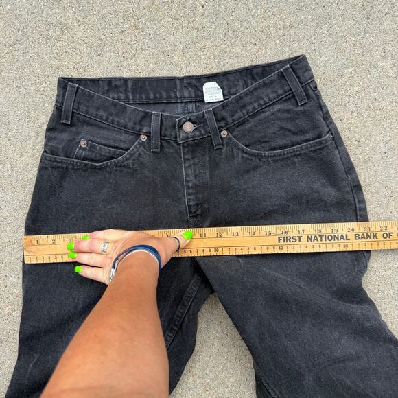 VTG 90s Levi's 550 Black Relaxed Fit Jeans Orange Tab Husky TAG 36x29 FIT 32x26 - Picture 11 of 13